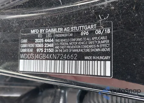 2019 Mercedes-Benz Cla 250 из США, поврежденный, VIN WDDSJ4GB4KN724662